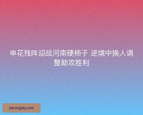 申花残阵迎战河南硬柿子 逆境中换人调整助攻胜利
