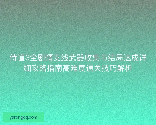 侍道3全剧情支线武器收集与结局达成详细攻略指南高难度通关技巧解析
